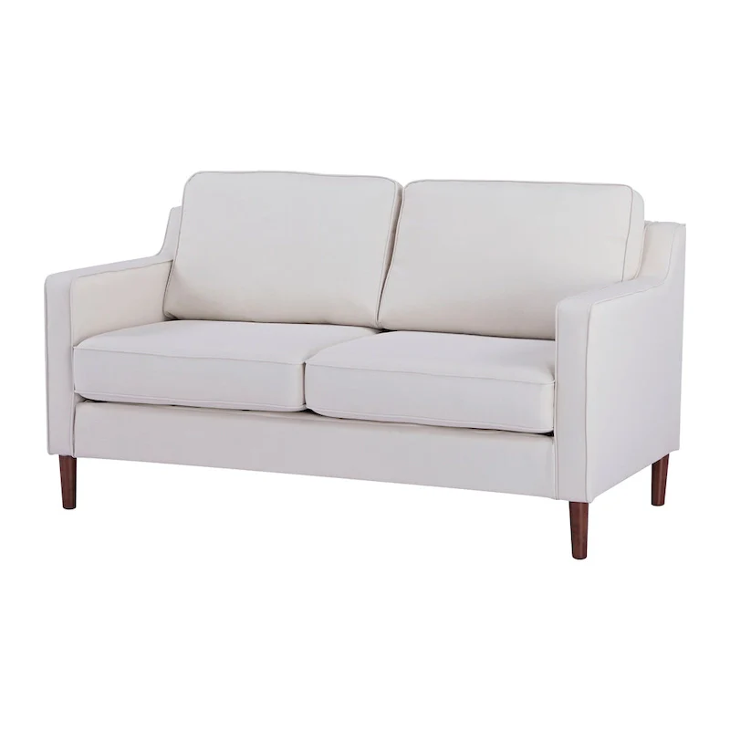 Sedona Modern Loveseat Sofa, Faux Linen / Vegan Leather Couch - N/A