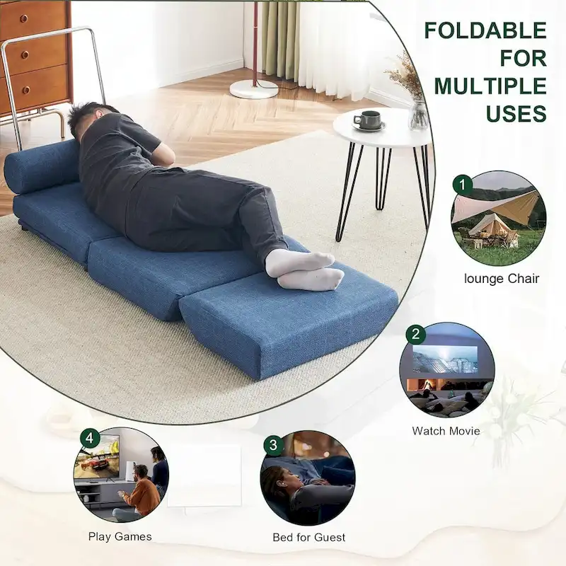 Single Sofa Chair Foldable Single Sofa Bed with Pillow