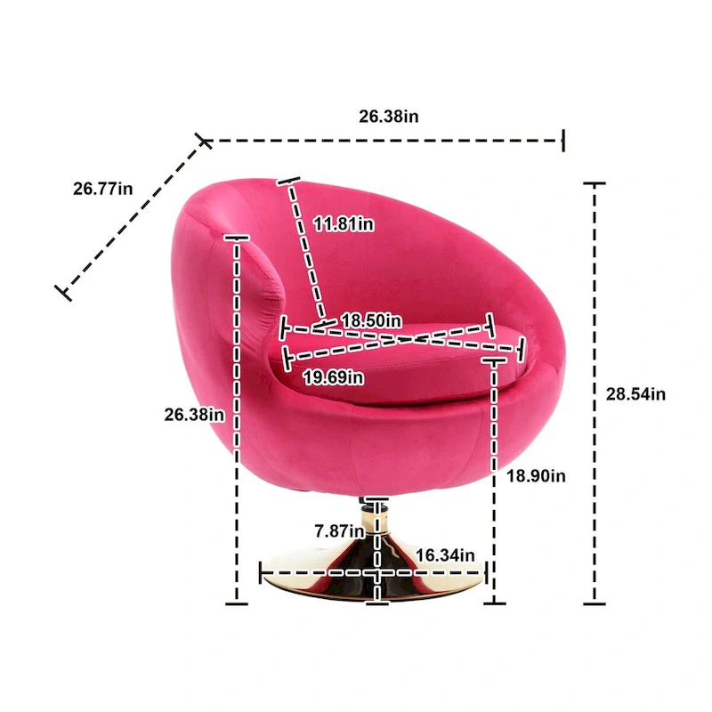 HOMEFUN Velvet 360 Degree Swivel Left Cuddle Barrel Accent Chairs