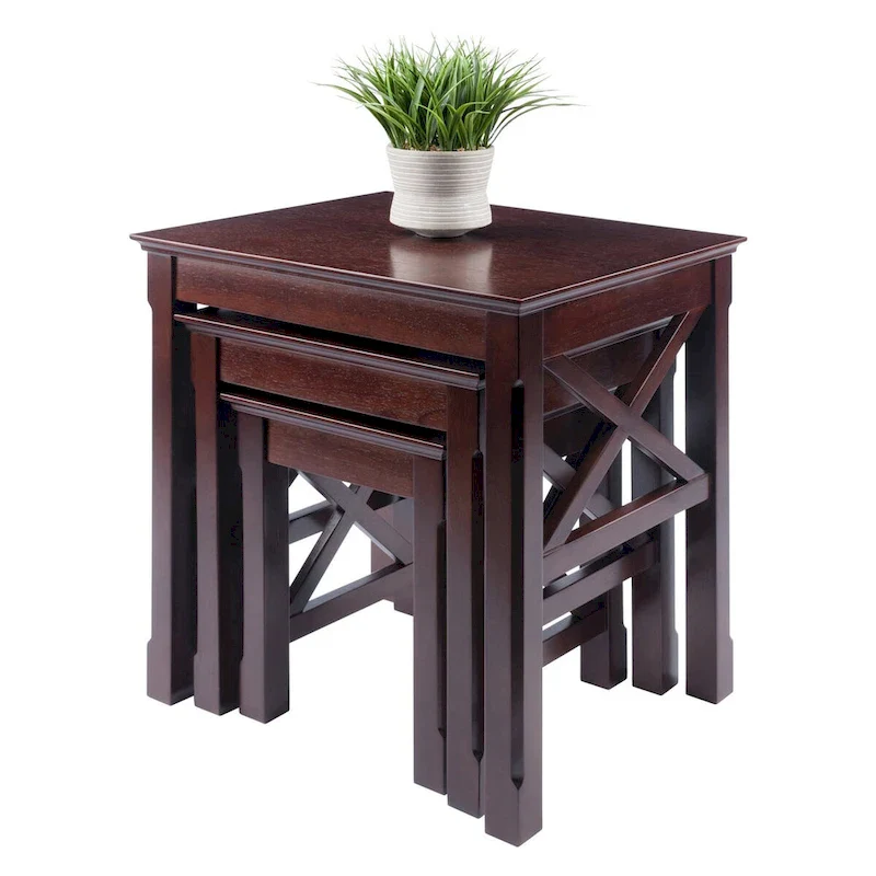 Xola 3-Pc Nesting Tables, Cappuccino - 21.1  W x 17.3  D x 22.1  H.