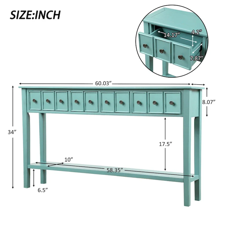 Harper & Bright Designs Rustic 4-drawers Long Entryway Console Table