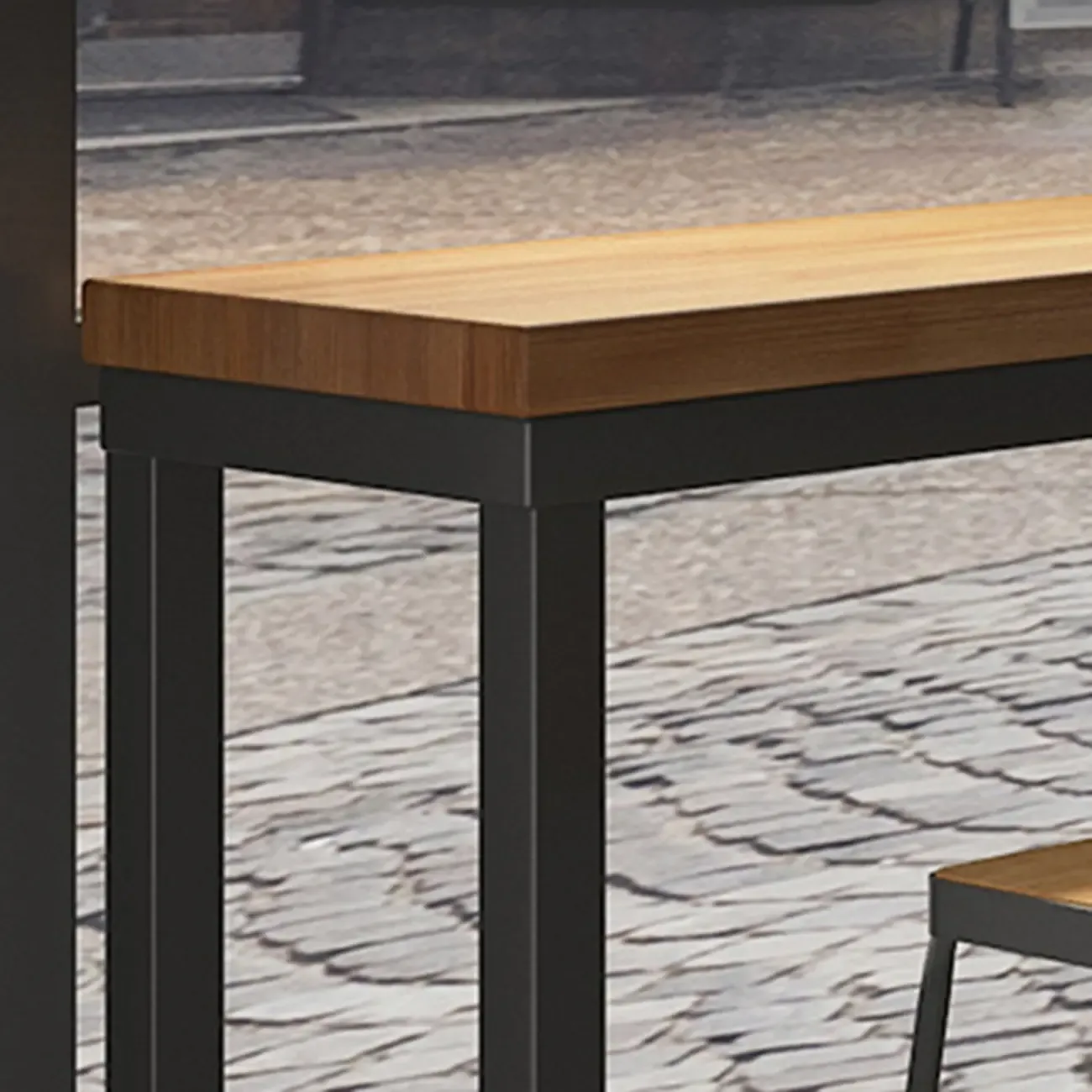 Industrial Solid Wood Bar Set with Metal Legs