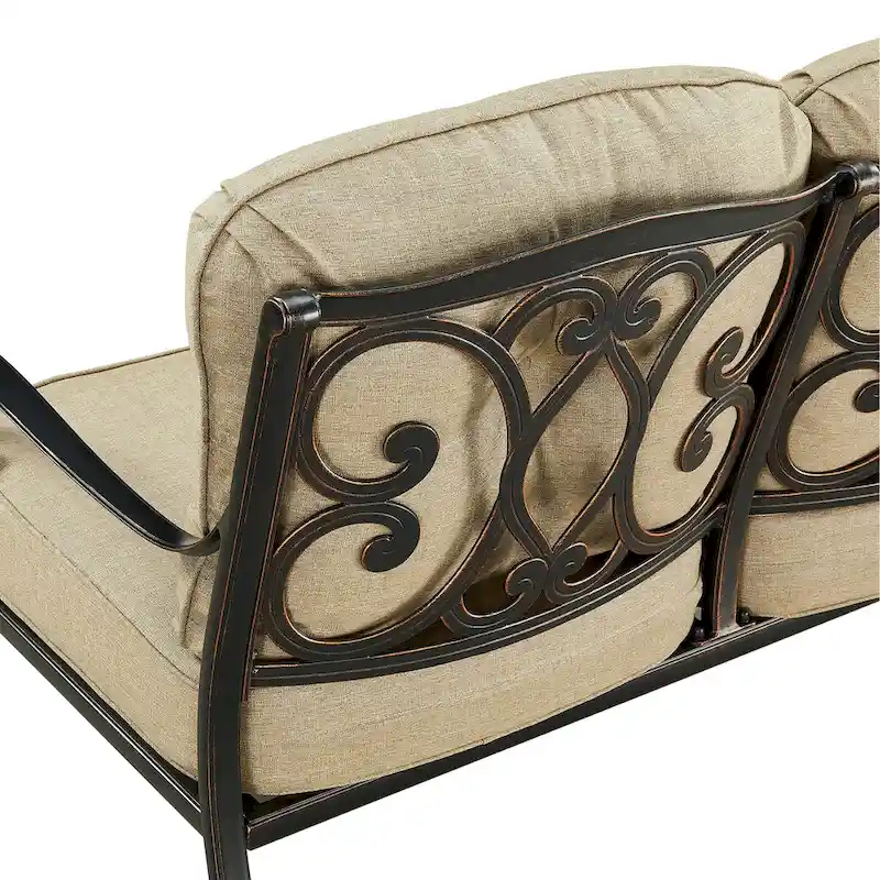 Black Aluminum Deep Seating Deep Seating Loveseat with Cushions