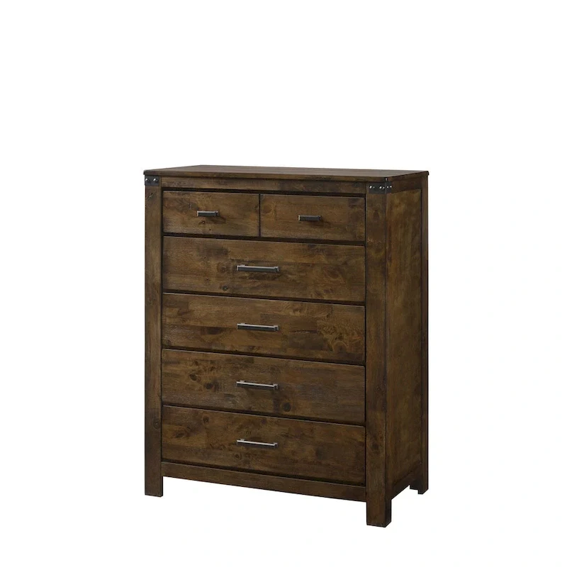 Joell 5 Piece Brown Ructic Panel Bedroom Set