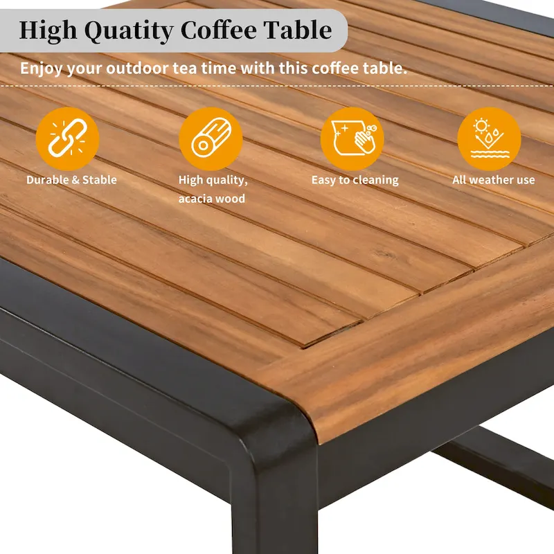 4-Piece Iron L-Shaped Sectional Sofa Set with Cushions & Table