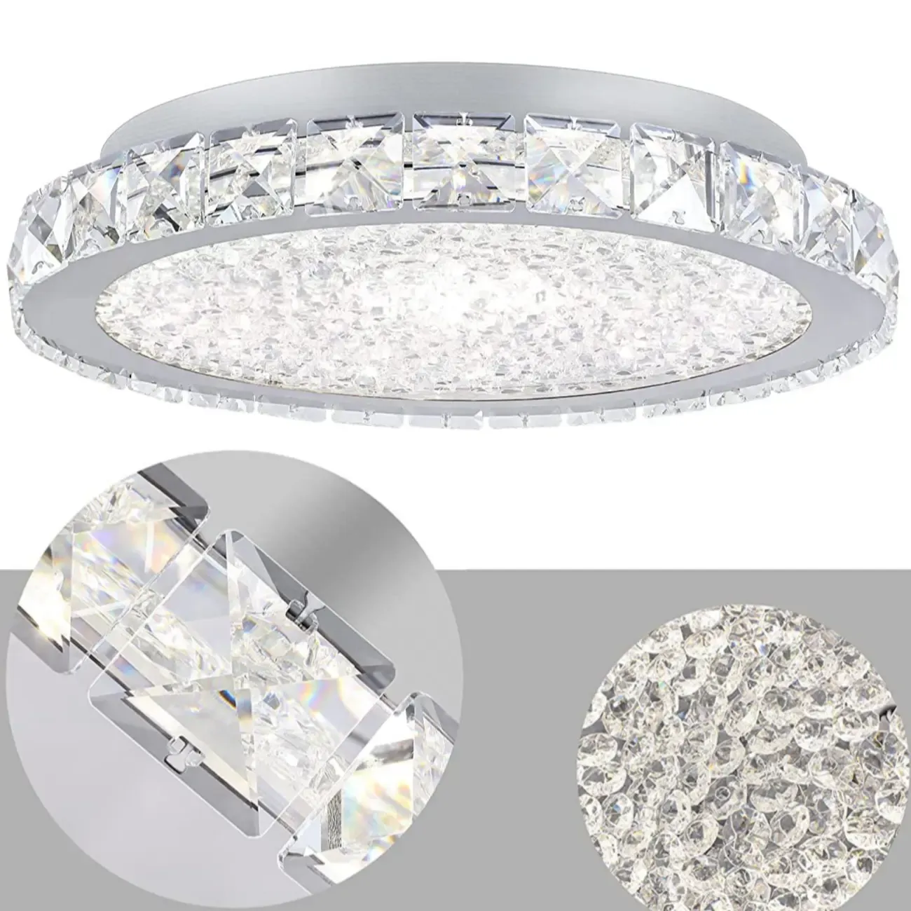 Small LED Flush Mount Ceiling Light with Crystal Shade