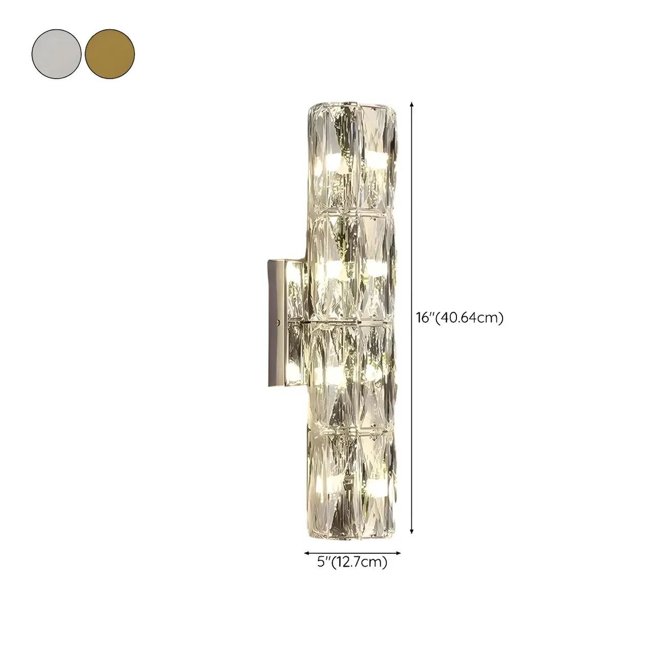 Modern 4-Light Chrome Crystal Cylinder Wall Sconce Light Fixture