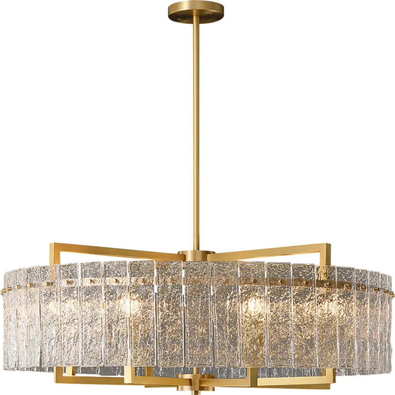 Luxury Crystal Round Chandelier with Glass Lampshade