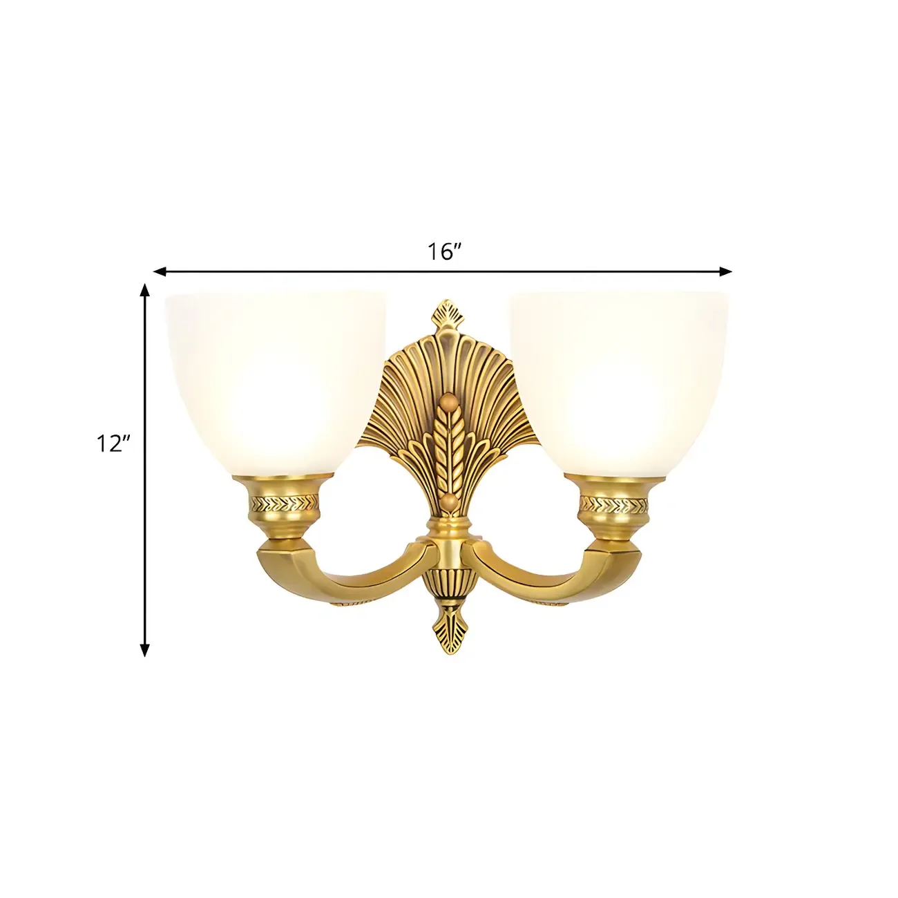 Colonial Bowl Brass Gold Glass Up Wall Light Fixture