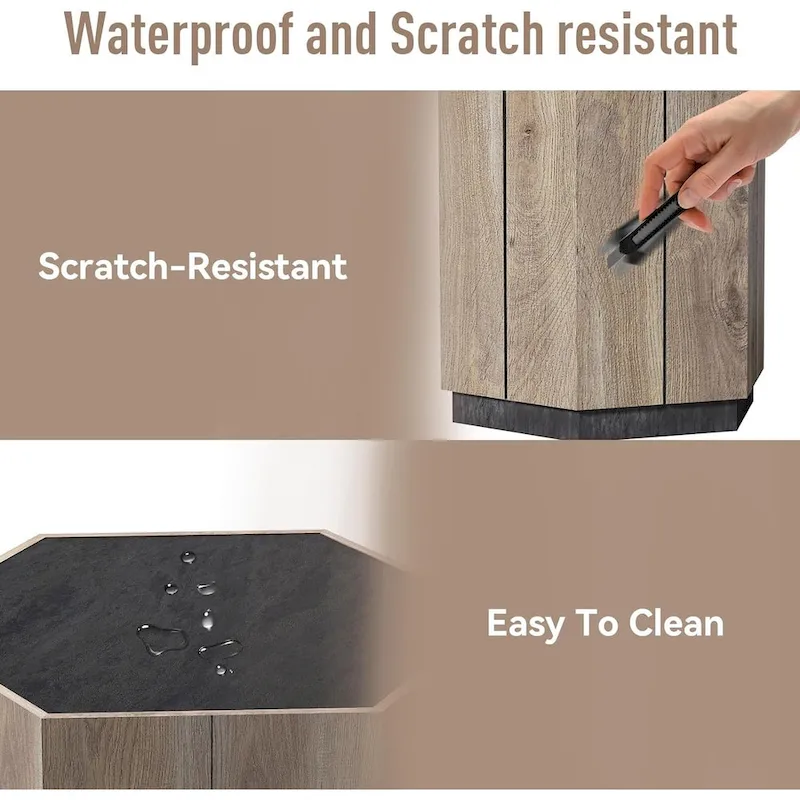 Hexagonal Coffee Table, Scratch Resistant Center Table with Drawers