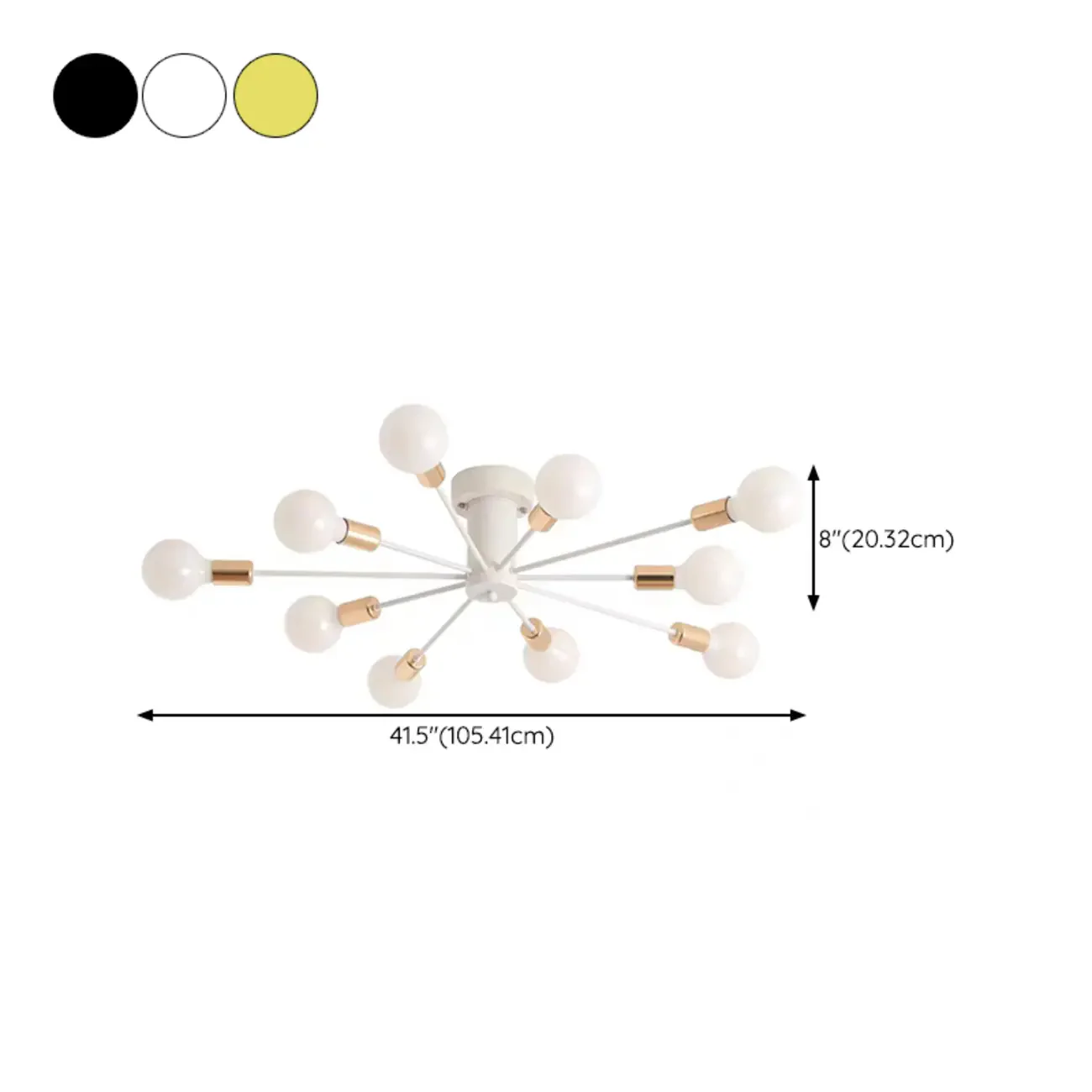 Modern Gold Sputnik Semi Flush Mount Ceiling Light