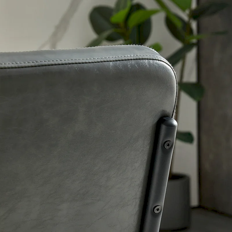 Modern Simple Leather Dining Chair with Metal Pipe