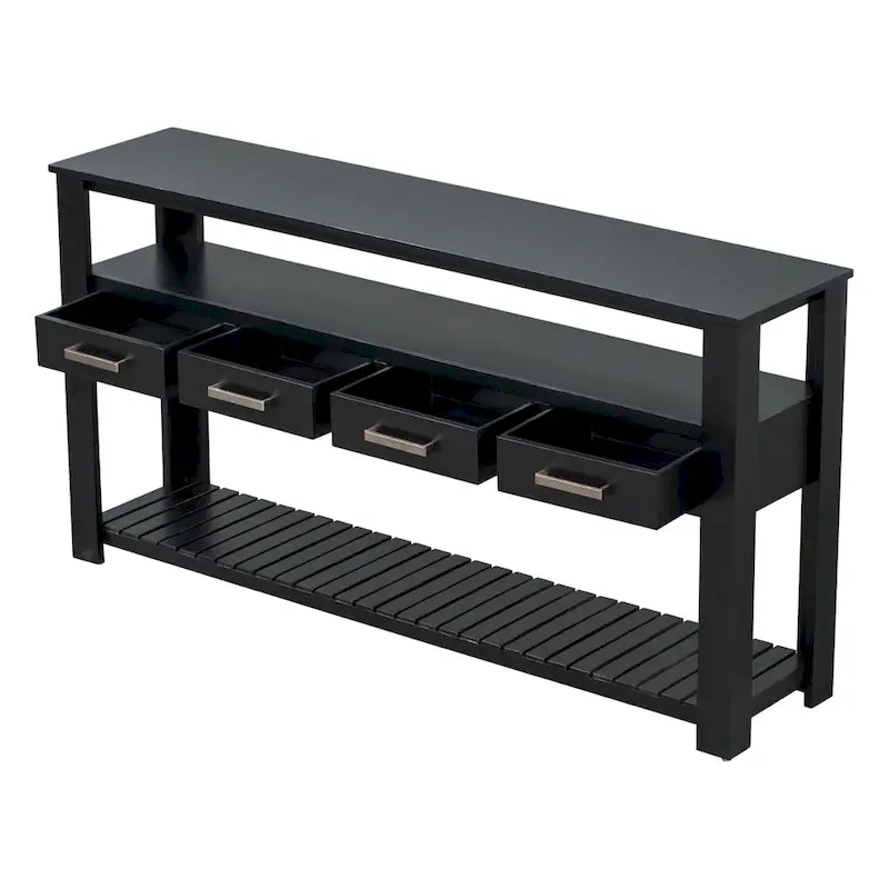 62.2 Modern Console Table with 4 Drawers and 2 Shelves