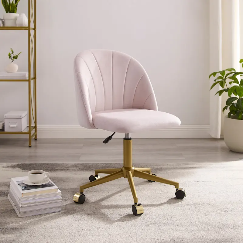 Aubrie Velvet Curved Swivel Desk Chair