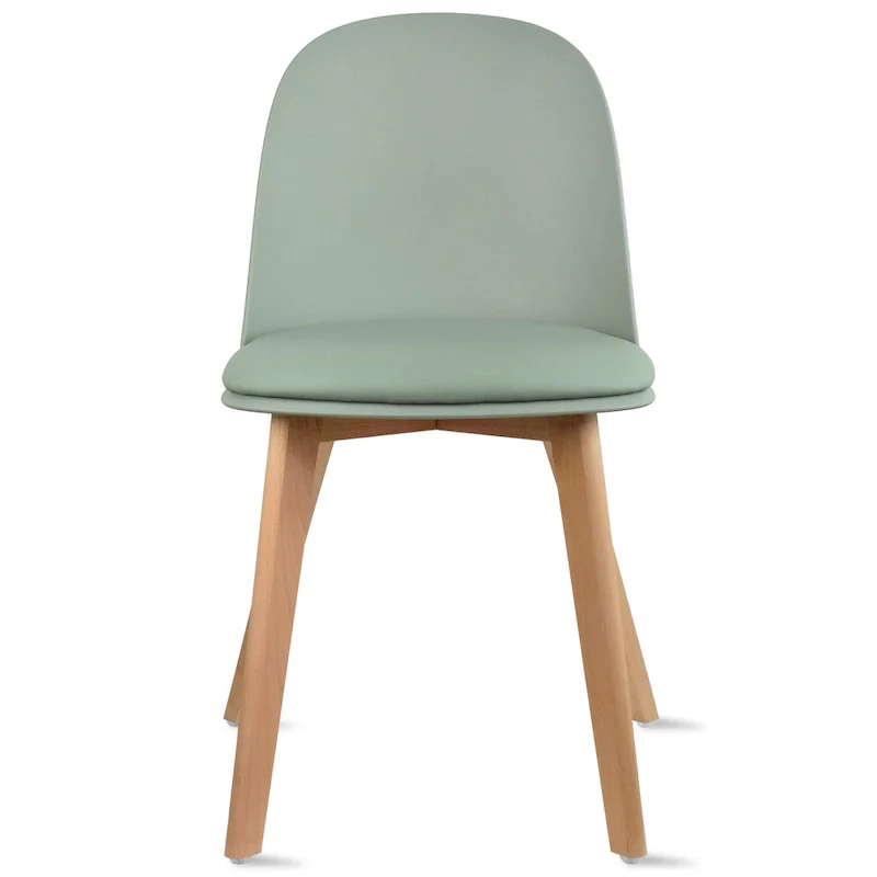Set of 2 Dining Side Chair with Back Armless Plastic Seat Wooden Legs Kitchen Desk Task Computer