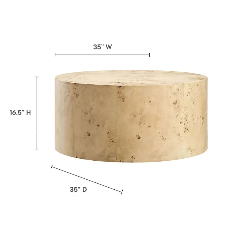 Penrod Mid-Century Burl Wood Round Coffee Table