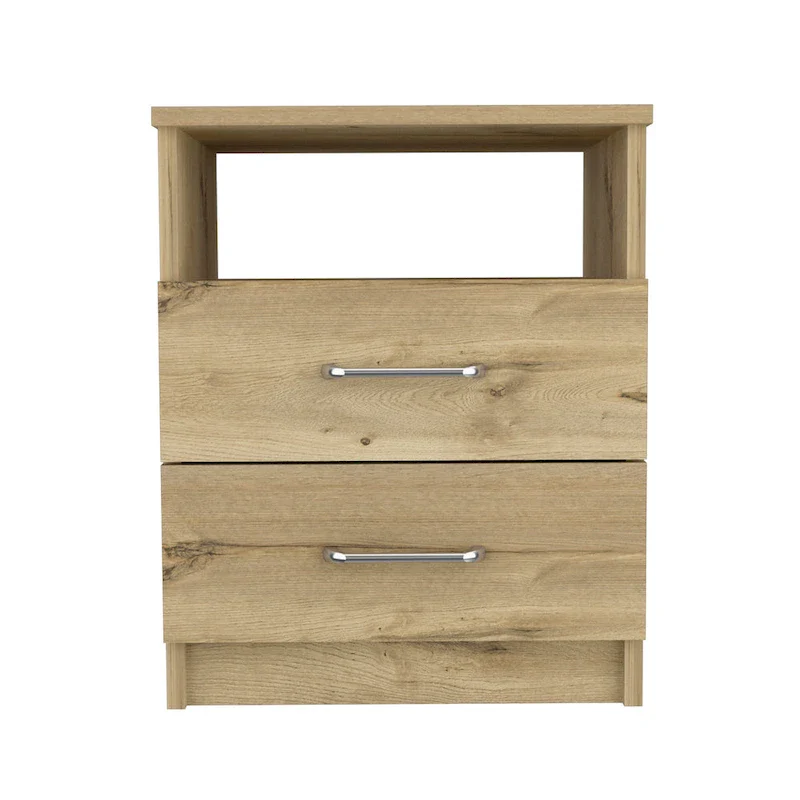 FM Furniture Oklahoma Nightstand with Two Drawers, and One Shelf
