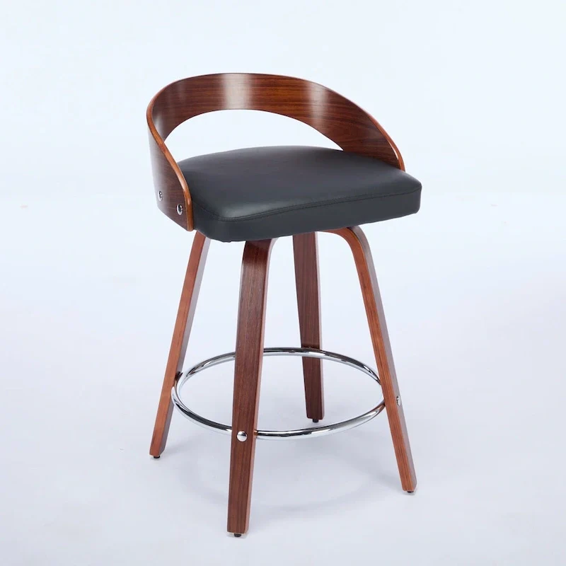 Counter Height Barstools Set of 2, Dining Chairs with Soft Cushion Seat, Kitchen Stool Island with Footstool and Low Back