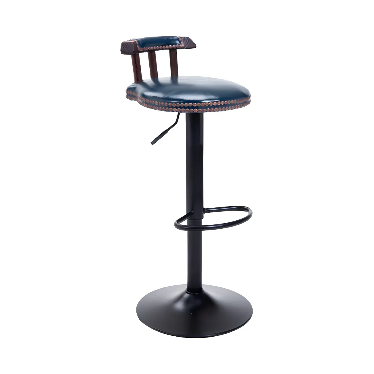 Industrial Round Leather Adjustable Bar Stools