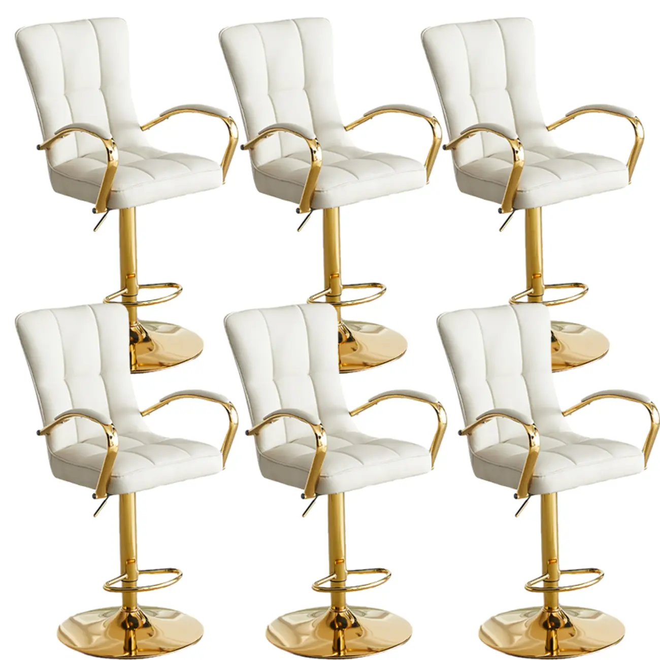 Glam Leather Adjustable Bar Stools with High Back