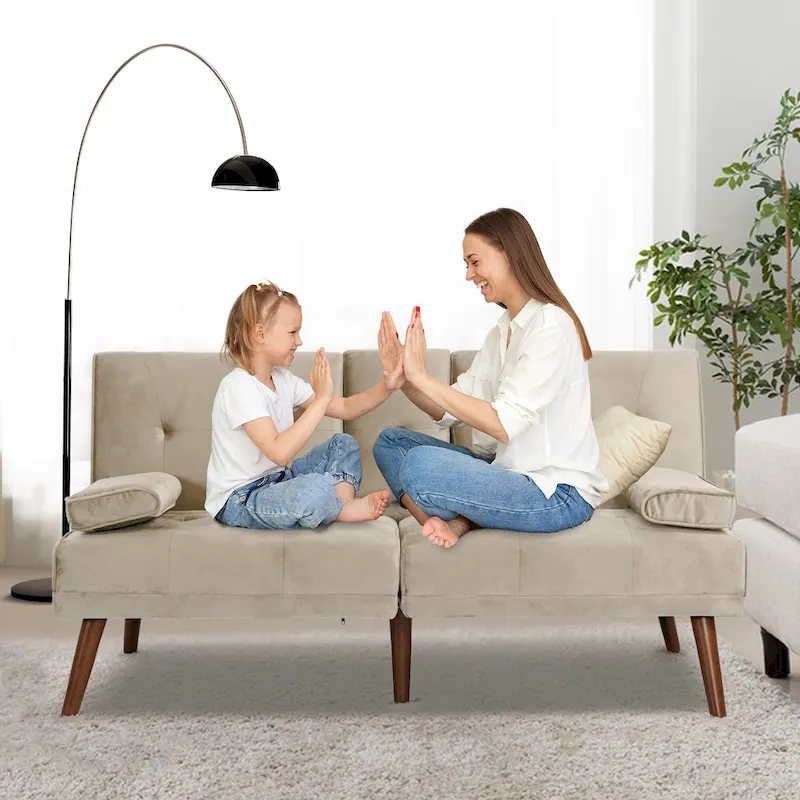 Futzca 60 Small Loveseat, 3 in 1 Cute Convertible Sofa Bed