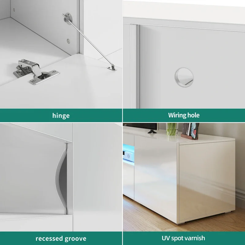 Moasis 70-inch High Glossy Wood TV Stand LED Entertainment Center Media Console