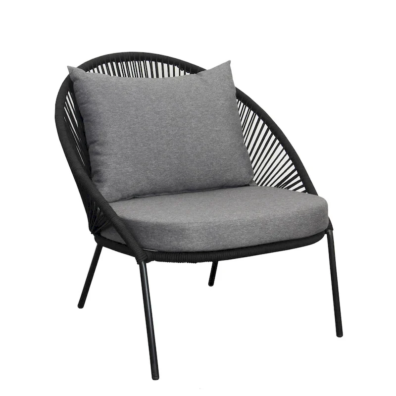 Solana Black Rope 2 Person Stacking Seating Group with Cushions