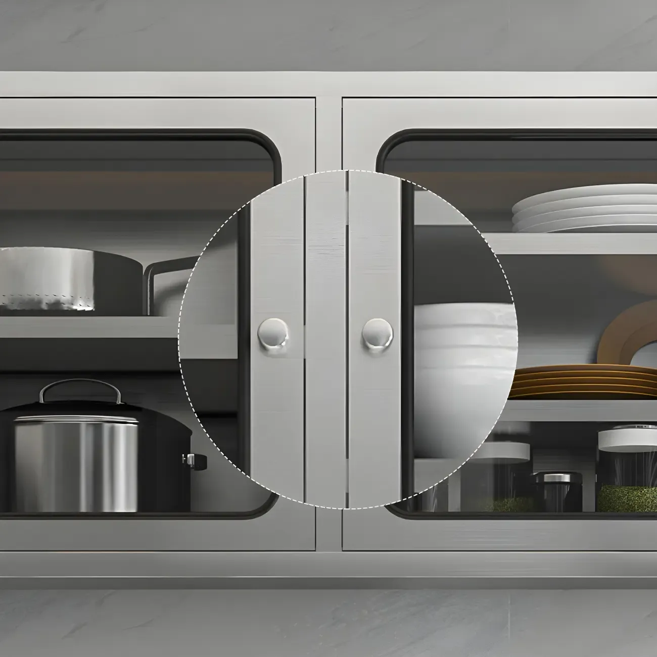 Adjustable Stainless Steel Wall-Mounted China Cabinet