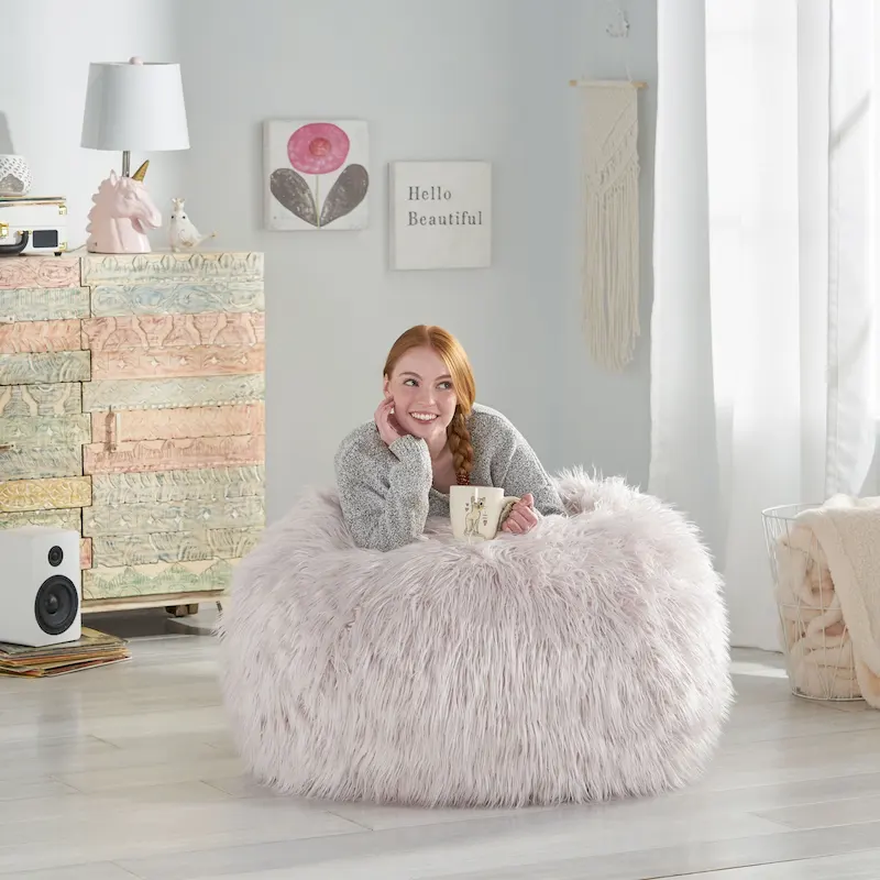 Mosier Modern Glam Faux Fur Bean Bag by Christopher Knight Home