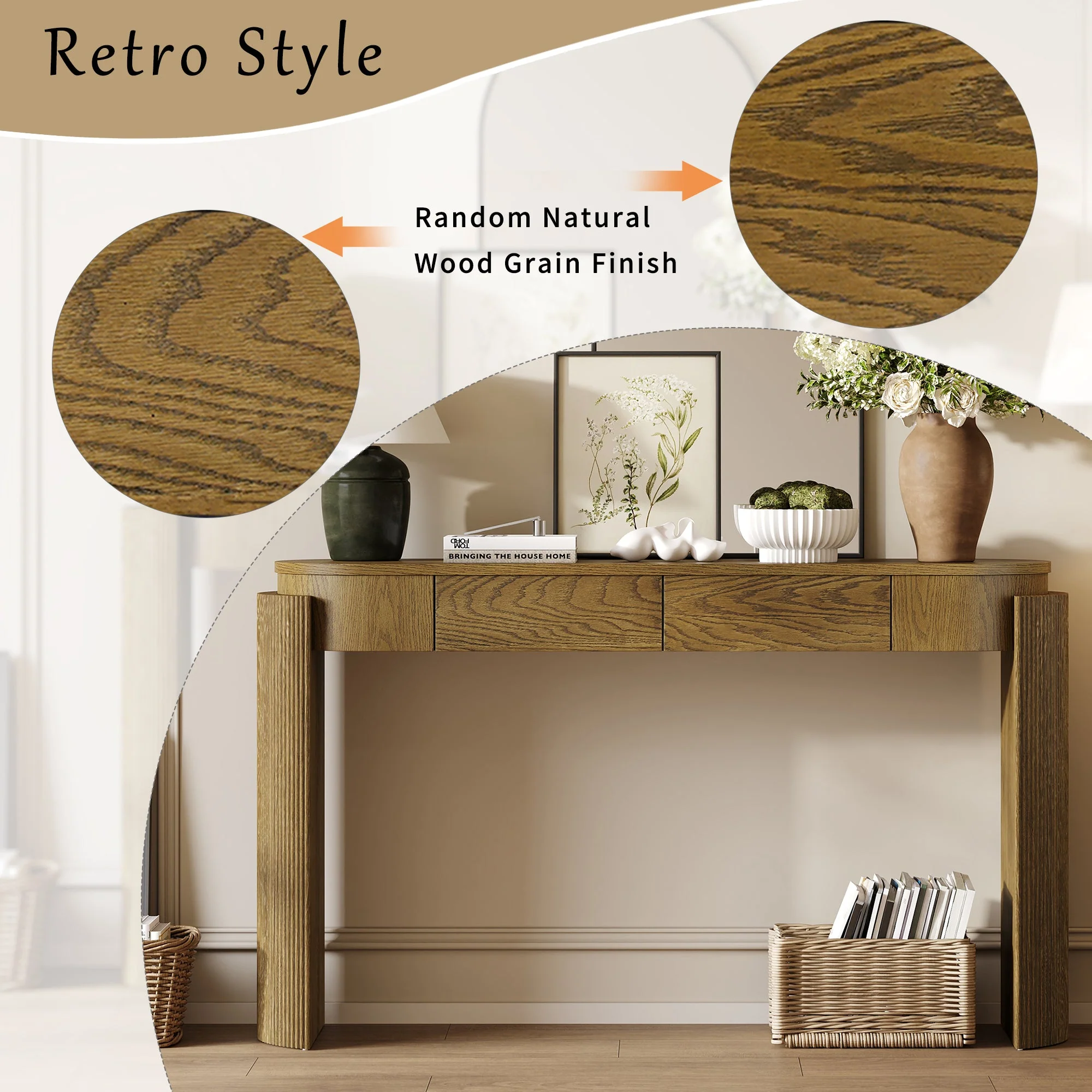 Walker Edison | Fluted Design Entryway Console Table and 2 Drawers