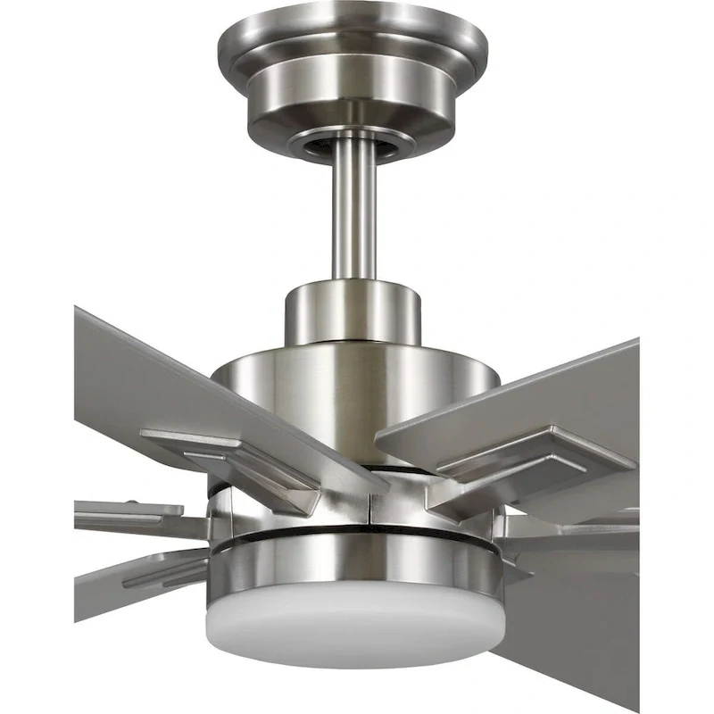 Dallam Collection 60 in. Six-Blade Brushed Nickel Transitional Ceiling Fan with Integrated CCT-LED Light - 60 in x 60 in x 14 in