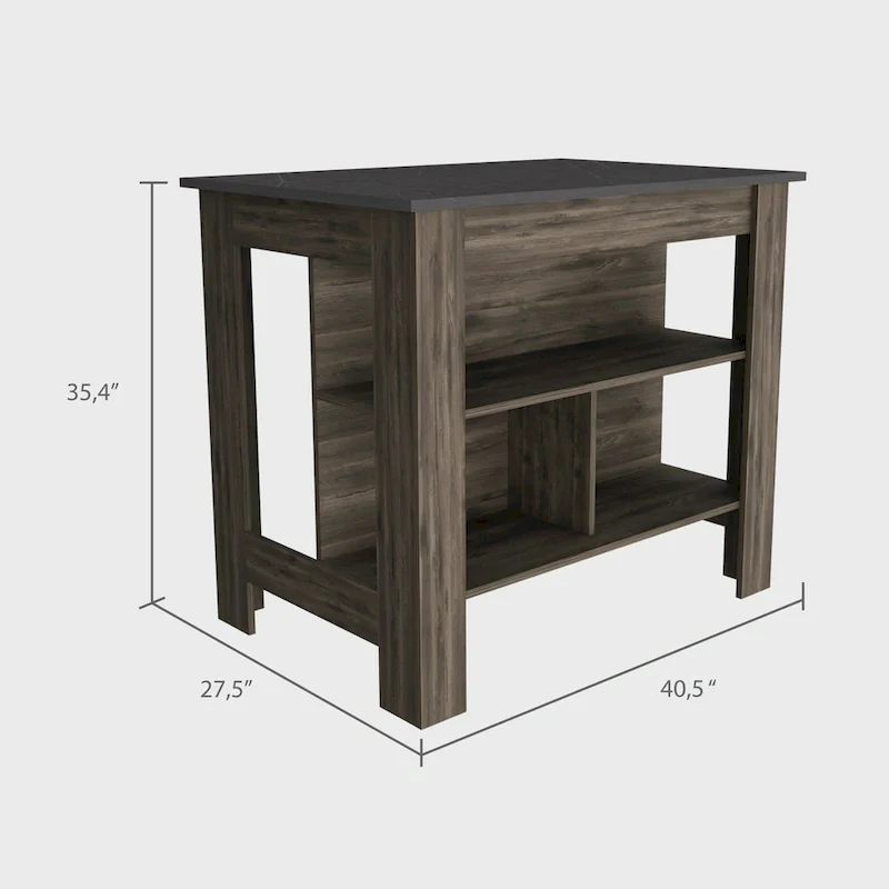 Kitchen Island with Four Legs, Three Shelves