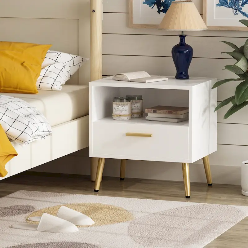 One Drawer Nightstand With One Open Shelf
