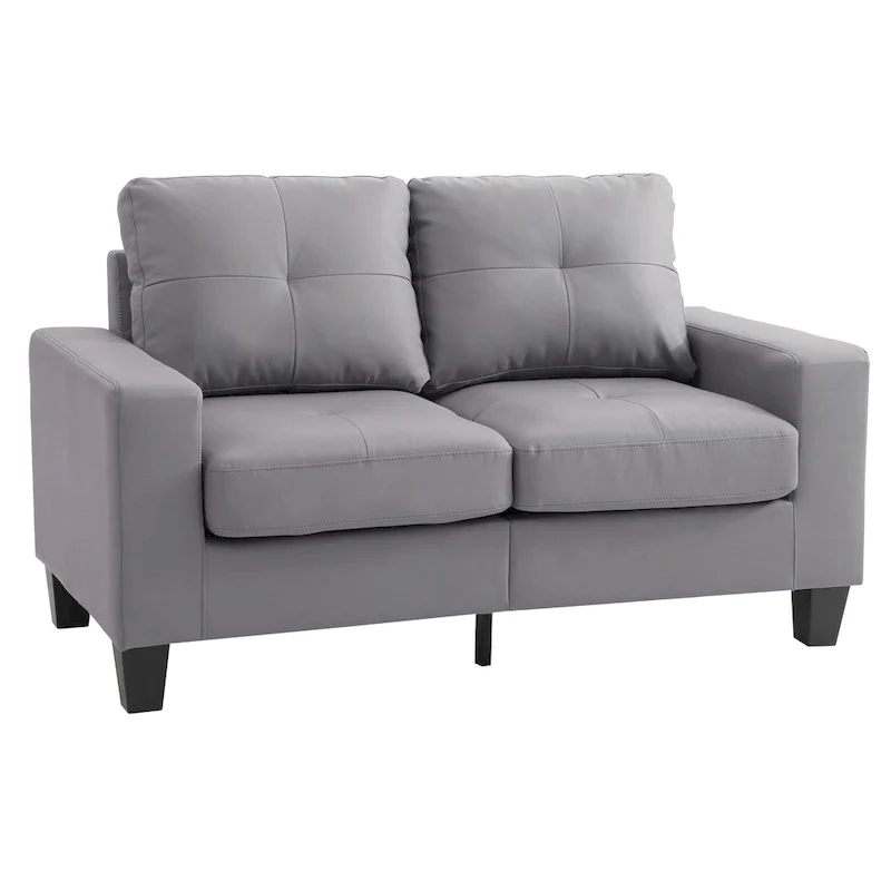 Newbury 58 in. W Flared Arm Faux Leather Straight Sofa - 32L x 58W x 36H