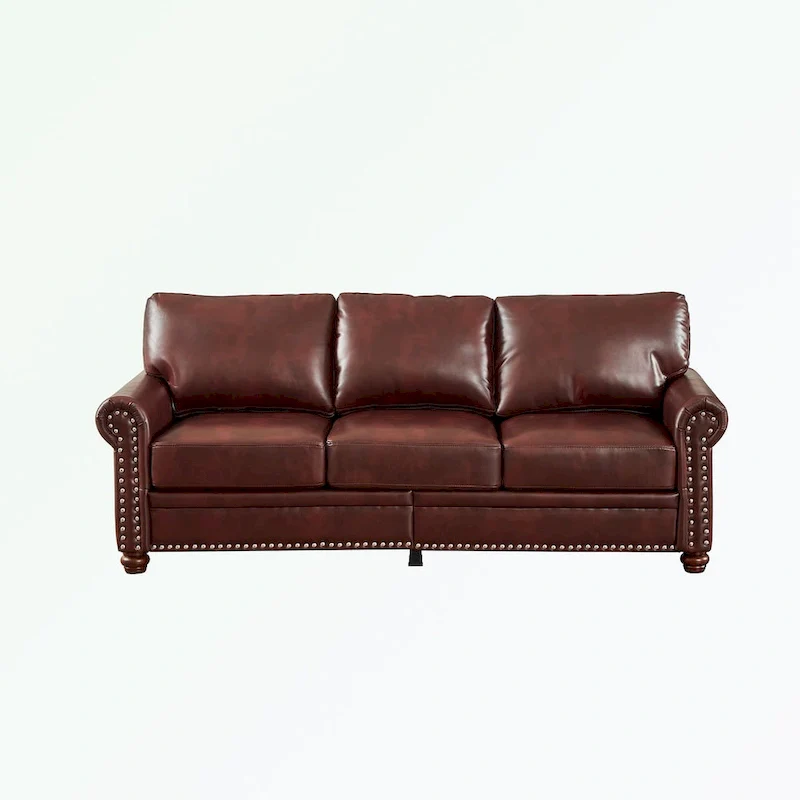 3 Seat Sofa with Rubber wood Legs and Nails finish