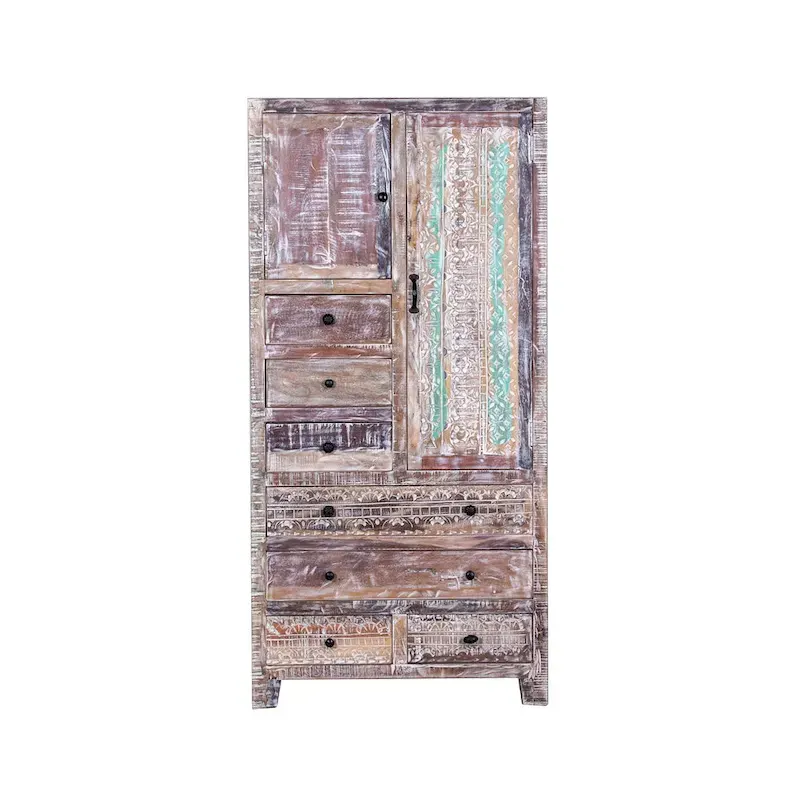 Solid Wood Freestanding Wardrobe Cabinet - N/A