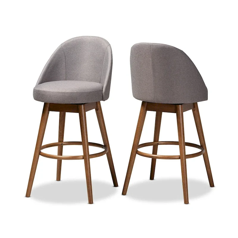 Mid-Century Modern Swivel 2-Piece Bar Stool Set