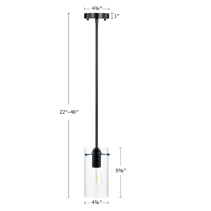 CO-Z Farmhouse Clear Glass Pendant Ceiling Light Fixture - Black