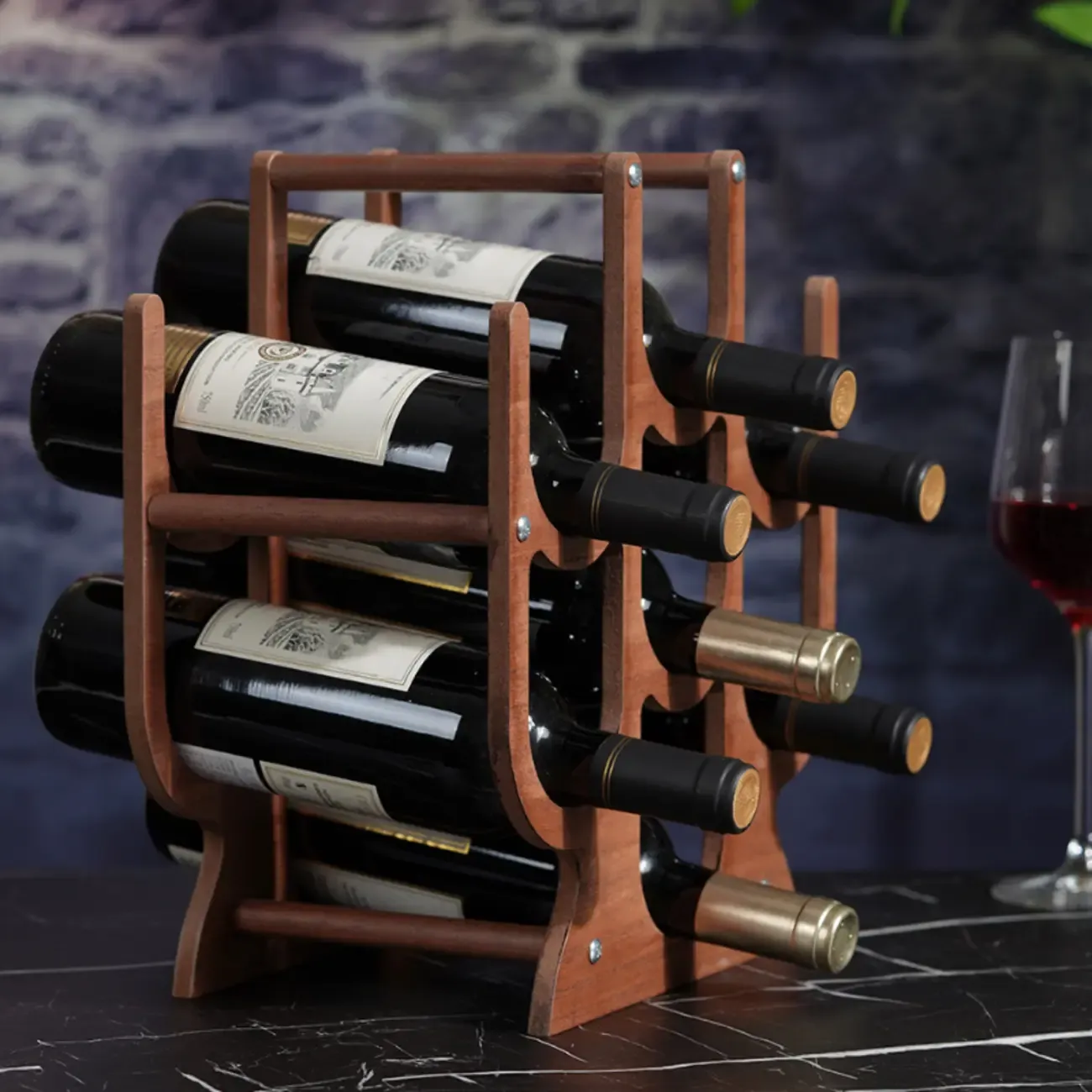 Wooden Stackable Nestable Countertop Wine Holder Bottle