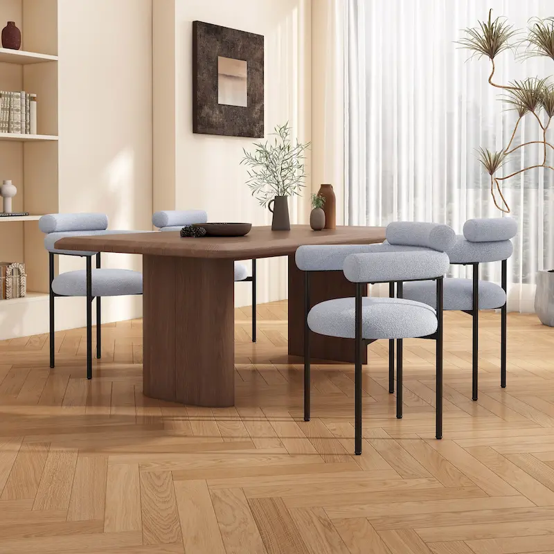 Naci Modern Fabric Arm Dining Chairs with Metal legs by Christopher Knight Home