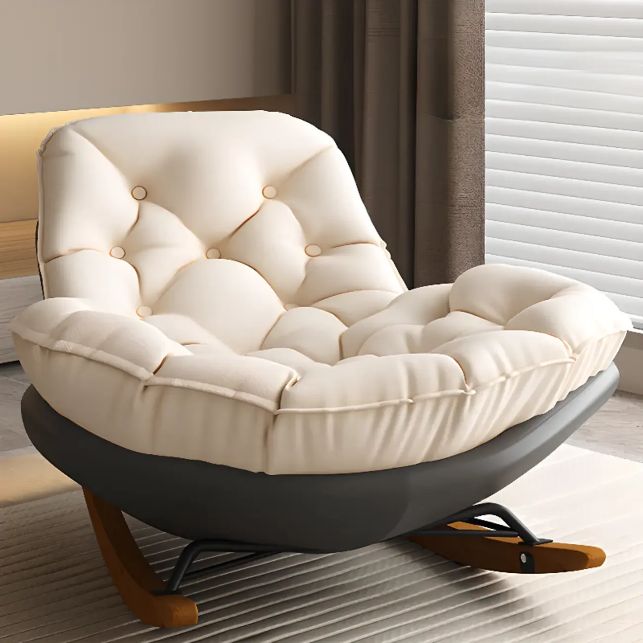 Scandinavian Upholstered Rocking Chair with Optional Ottoman