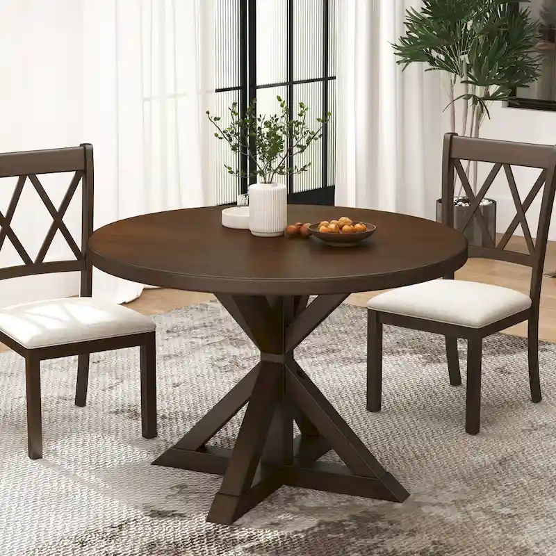 Roundhill Furniture Windvale Cross-Buck Base Dining Table