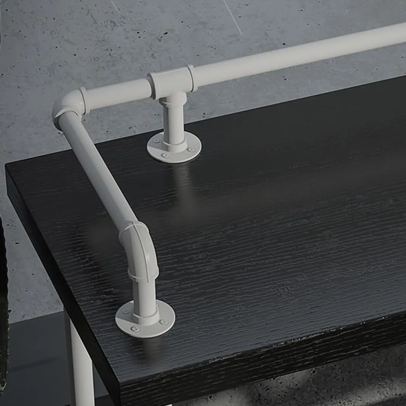 Rectangular Black Wood White Metal Four-Legged Bar Table Seat of 4