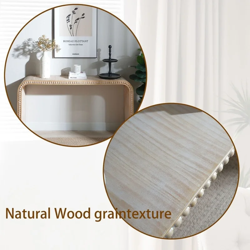 59 Entryway Table, Curved Waterfall-style Table,Console Table with Wood Beads