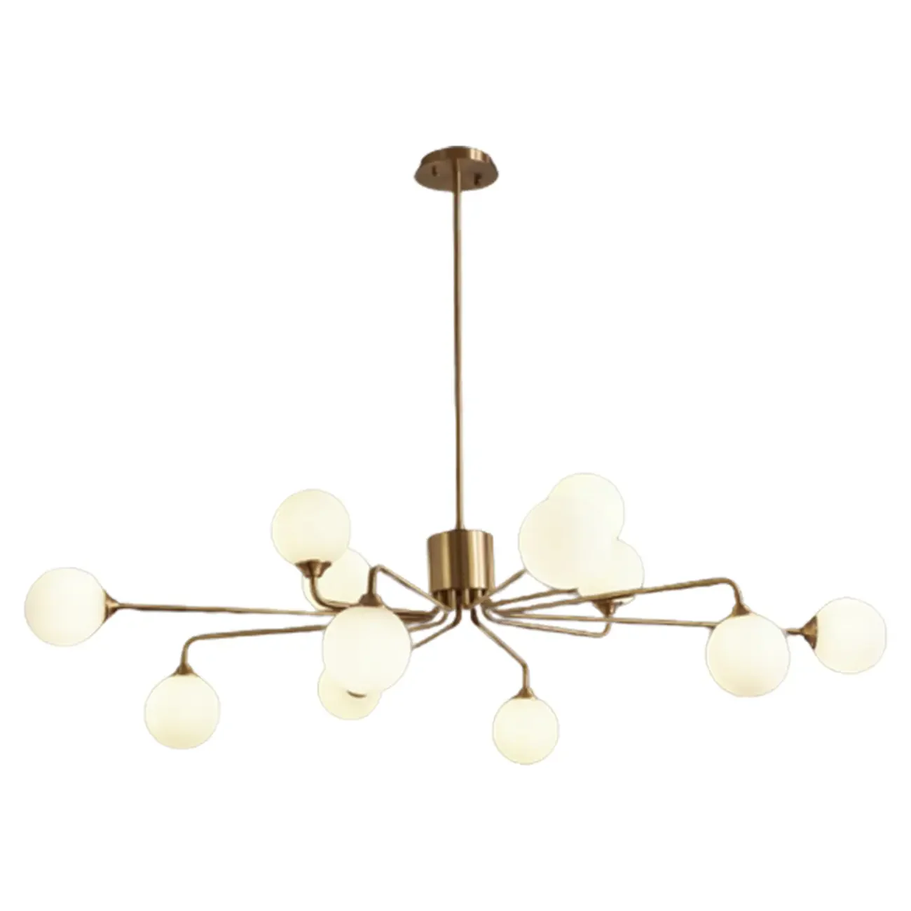 Adjustable Brass Modern Globe Glass Sputnik Chandelier