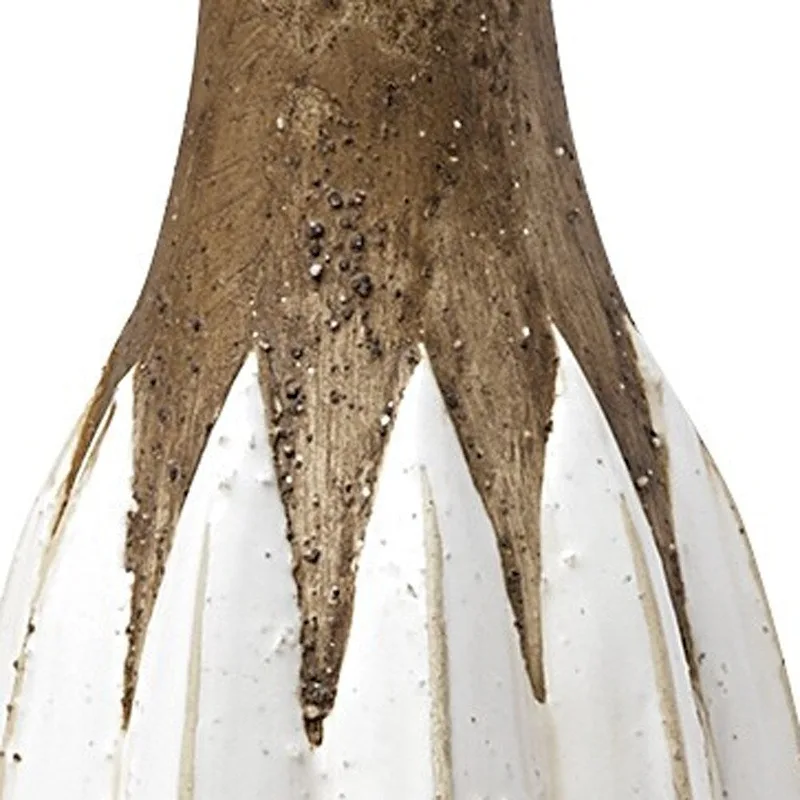 HomeRoots 14  Brown And White Abstract Cylinder Ceramic Table Vase