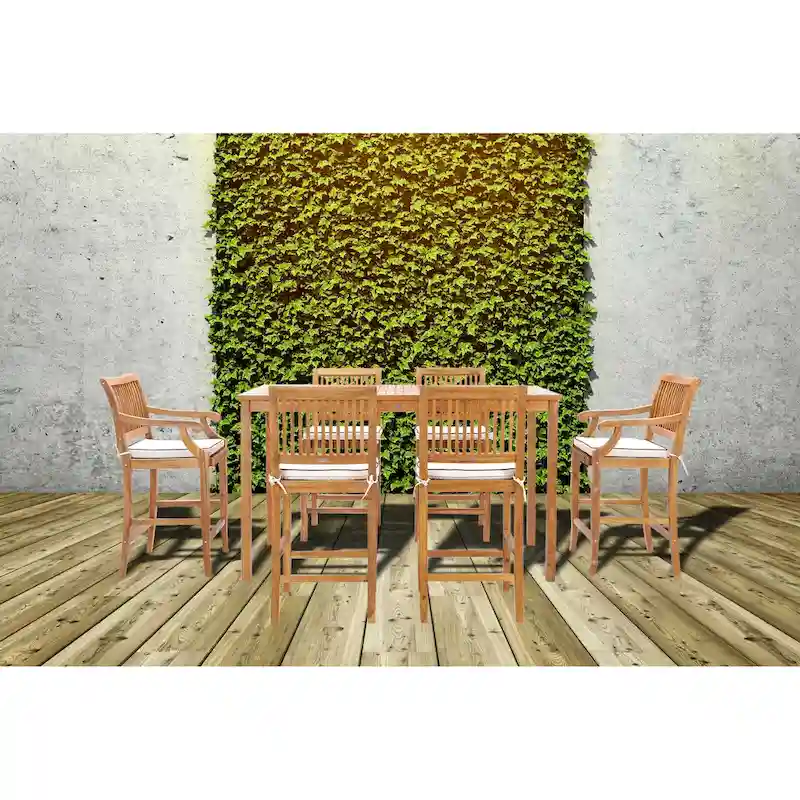 Chic Teak Maldives Rectangular Teak Wood Bistro Bar Table, 63 x 35 inch (table only)