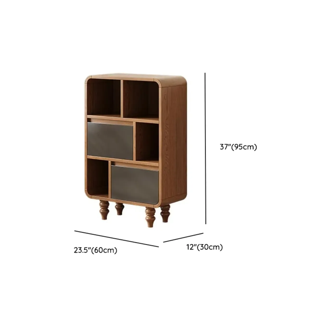 Mid-Century Modern Wooden Vertical Display Bookcase