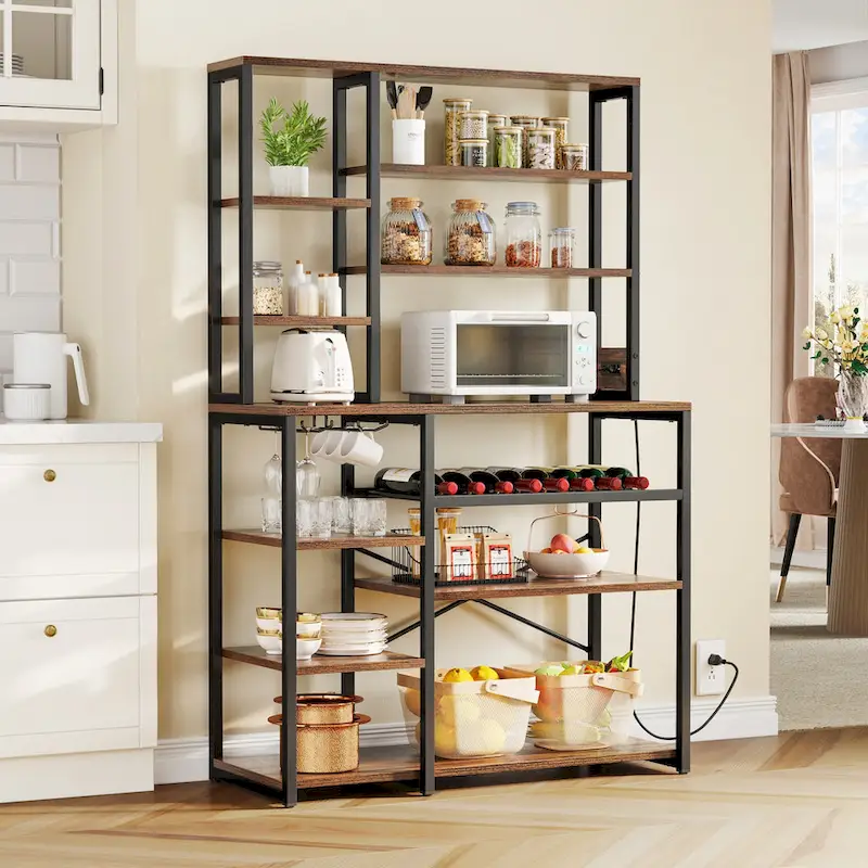 Moasis 40 Kitchen Microwave Stand Bakers Rack, Coffee Bar Station Wine Storage Utility Shelves