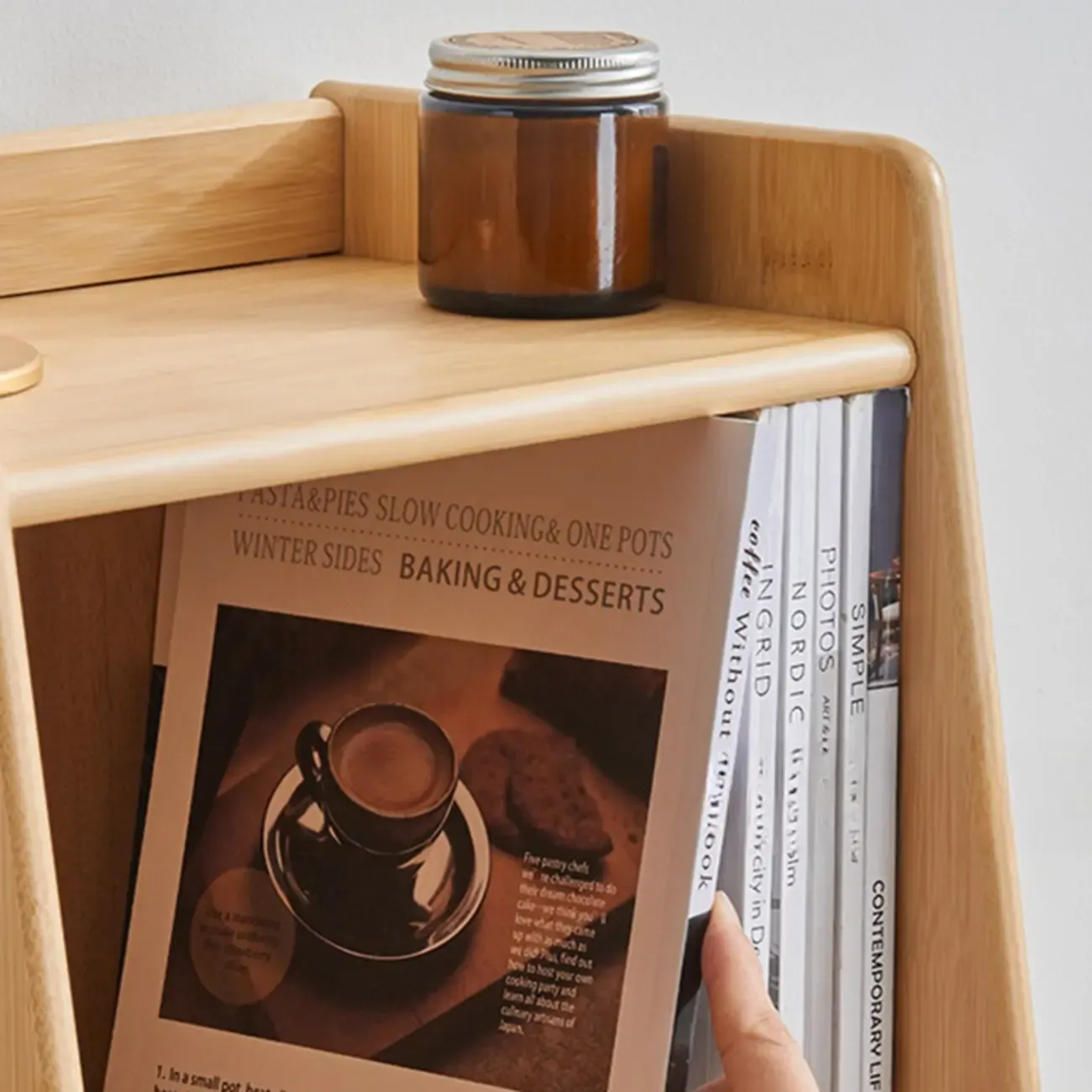 Antique Modern Wood Narrow Ladder Bookcase